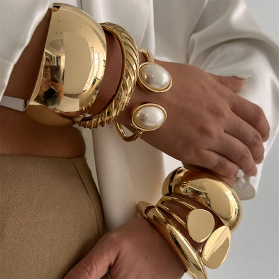 Vintage Chunky Damen Armreif Gold Modeschmuck