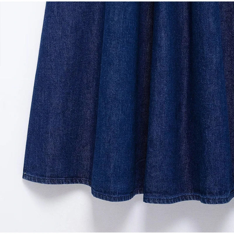 Trägerloses Elegantes Damen Jeanskleid Midi Slim Fit Vintage