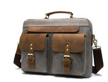 Hulls™ Herren Schultertasche – Vintage Umhängetasche Aus Gewebtem Canvas & Leder, 12L