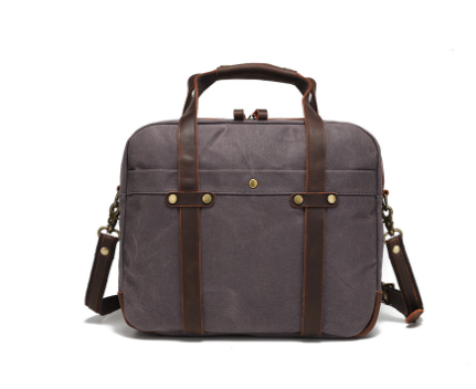 Ashville™  Laptop-Umhängetasche Aus Wachsbeschichtetem Canvas Und Crazy Horse Leder, 13L, Unisex