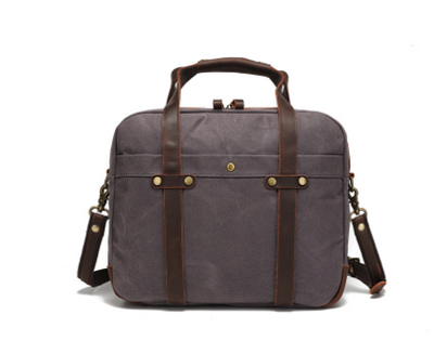 Ashville™  Laptop-Umhängetasche Aus Wachsbeschichtetem Canvas Und Crazy Horse Leder, 13L, Unisex
