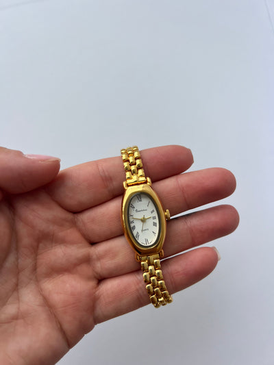 Ovale Goldene Vintage Damen Armbanduhr