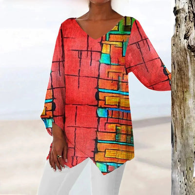 Vintage V-Ausschnitt Damen Bluse