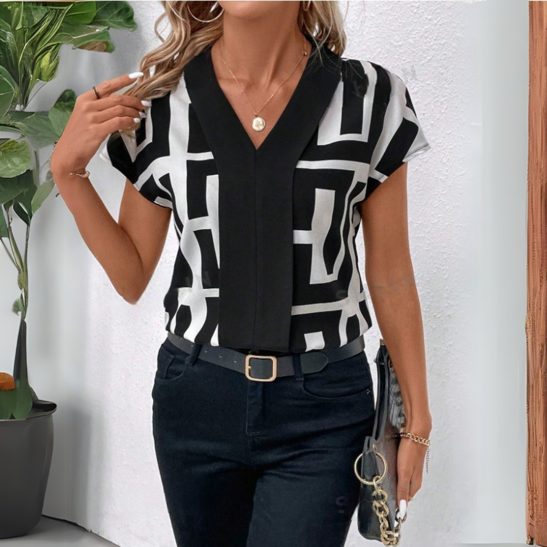 Elegante Damen Bluse V-Ausschnitt Business