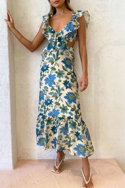 Ariella Floral Ruffle Dress – Zarte Blumenmuster, Verspielte Rüschendetails, Bequemer Stoff