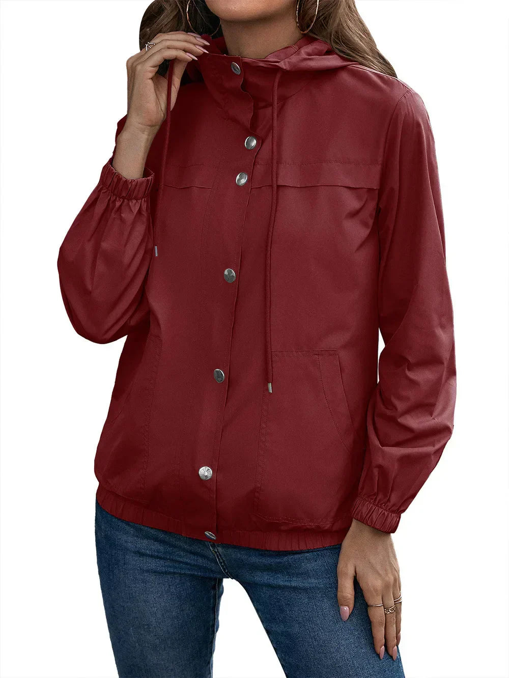 Damen Kapuze Wasserdichter Trenchcoat | Langarm