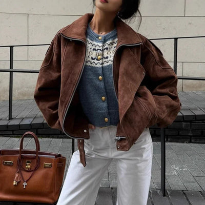 Carla | Braune Oversize-Jacke aus Wildleder für Damen