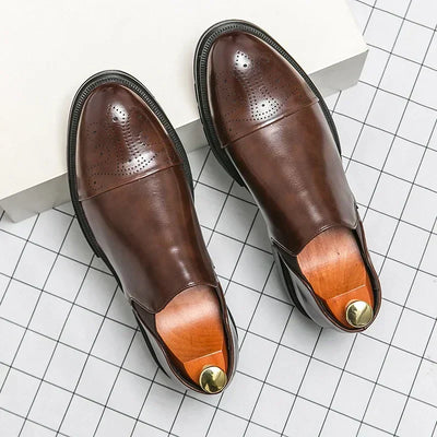 Bellmoor™ Klassischer Chelsea Loafer aus PU-Leder mit Mahagoni-Finish und Rutschfester Sohle