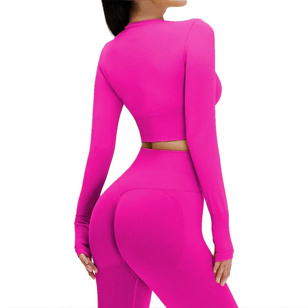 Yoga Set Langarmoberteil Fitnesshose 2-teilig - Atmungsaktiv & Bequem für Frauen