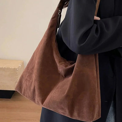 Damenhandtasche aus veganem Wildleder mit Reißverschluss