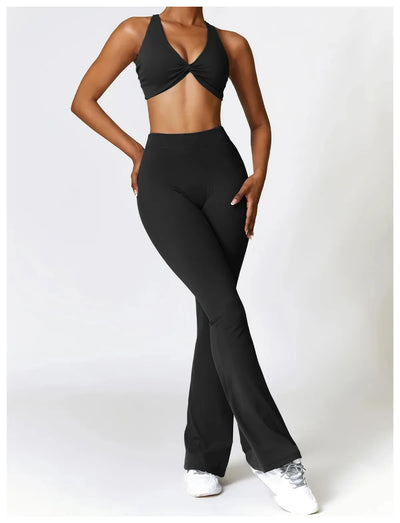 2-Teiliges Nahtlose Leggings Fitness Set Für Damen: High-Waist Leggings Mit Sport-BH