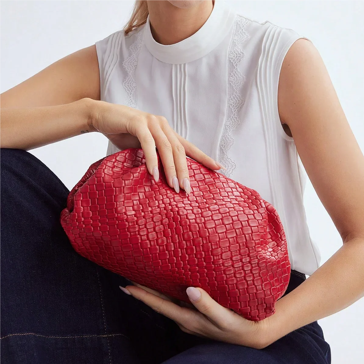 Elegante Hochwertige Gewebte Clutch, Leicht Und Geräumig, Ideal Für Hochzeiten Und Feierlichkeiten