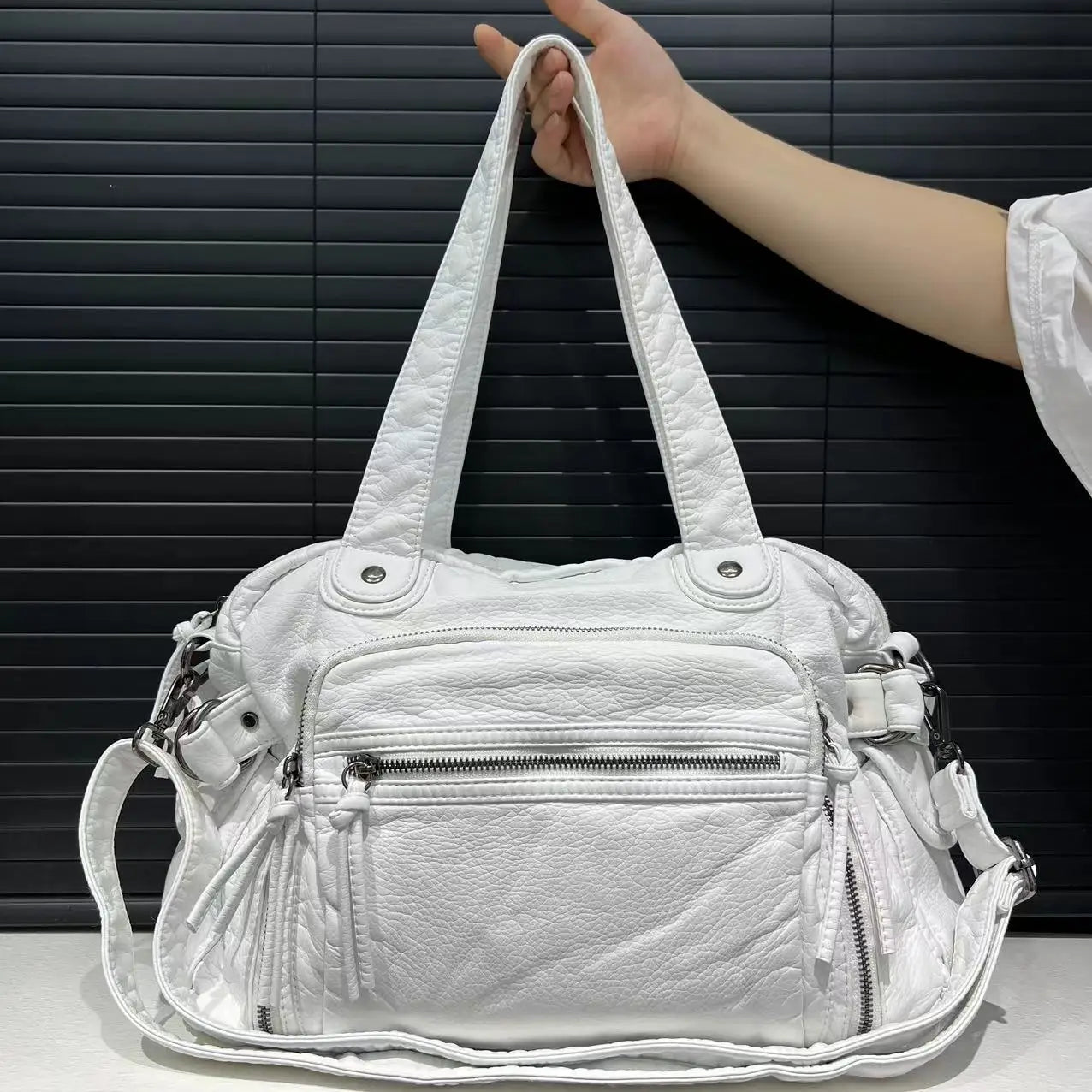 Damen Y2K Motorrad Umhängetasche Mit Großer Kapazität Und Mehrfach-Reißverschlüssen