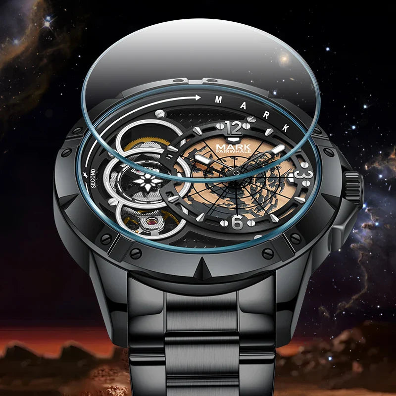 Mark Fairwhale Herrenuhr Automatik Mechanical Tourbillon Wasserdicht 2025 | Modische Business Armbanduhr