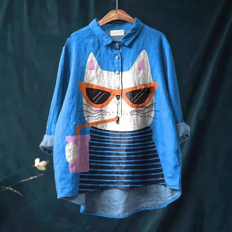 Thalia™ – Künstlerisches T-Shirt mit Katzen-Print