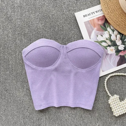 Bustier-Top mit Rippstruktur und geformten Cups für Damen