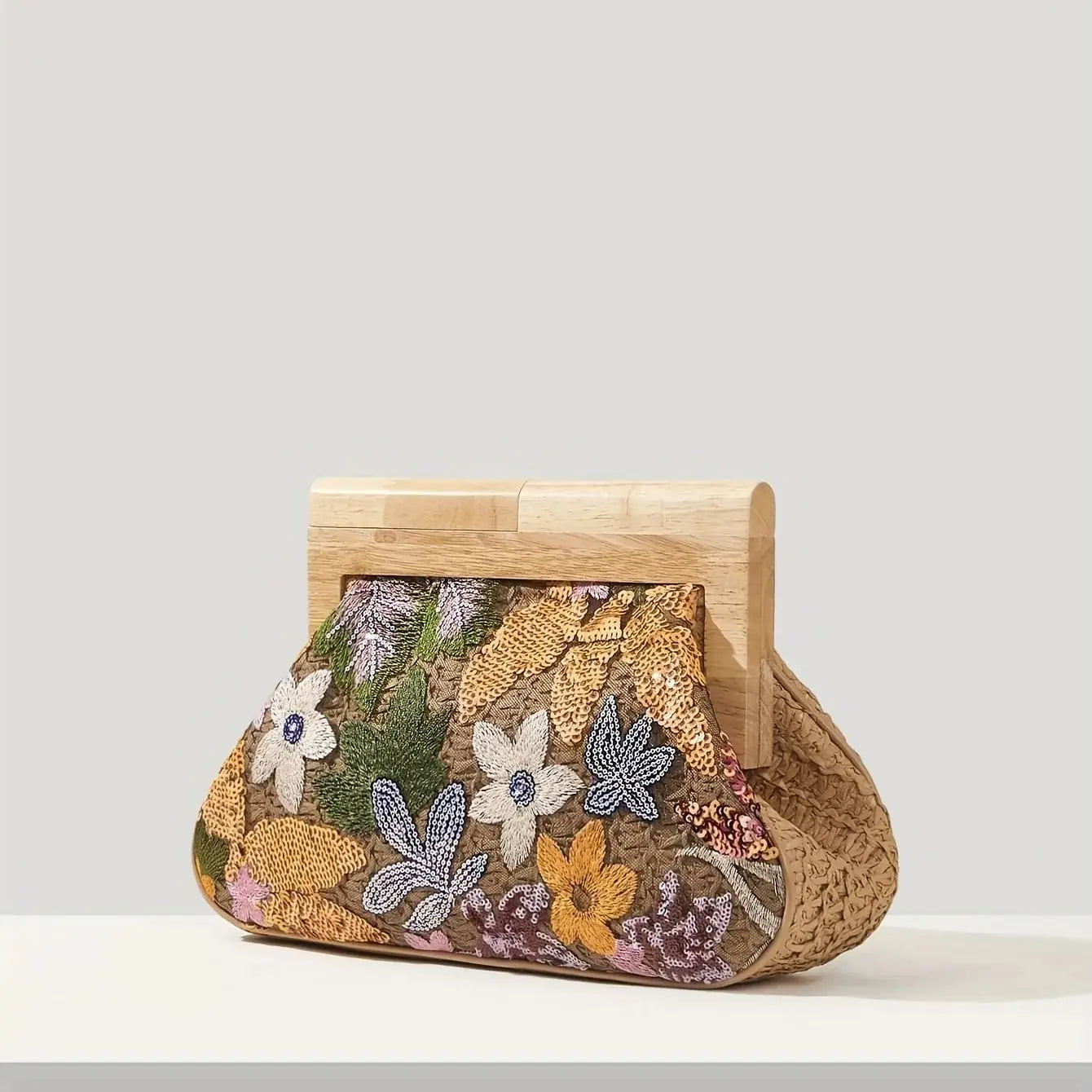 Elegante Blumen-Pailletten Clutch Tasche, Glitzer Abendtasche für Frauen, Perfekt für Partys