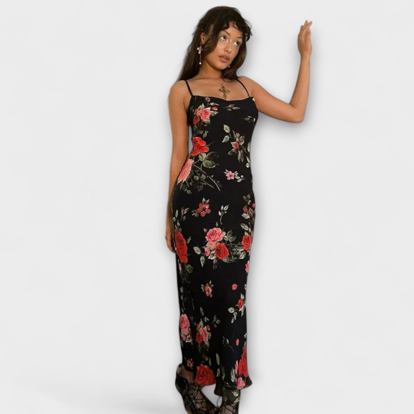 Blumenmuster Spaghetti-Träger Bodycon Kleid