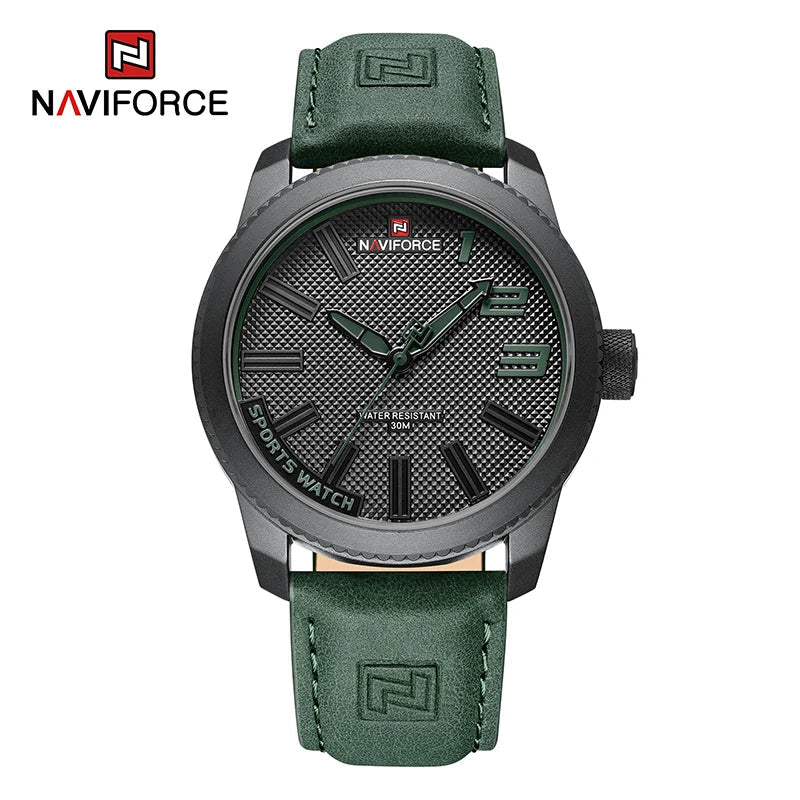 NAVIFORCE Herren Armbanduhr Militär Sportlich Stoßfest Wasserdicht Leder Uhr Casual Fashion