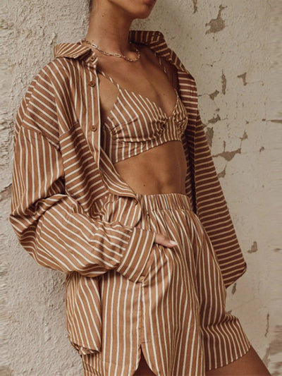 Elegantes dreiteiliges Damen-Ensemble aus Leinen – Sophia