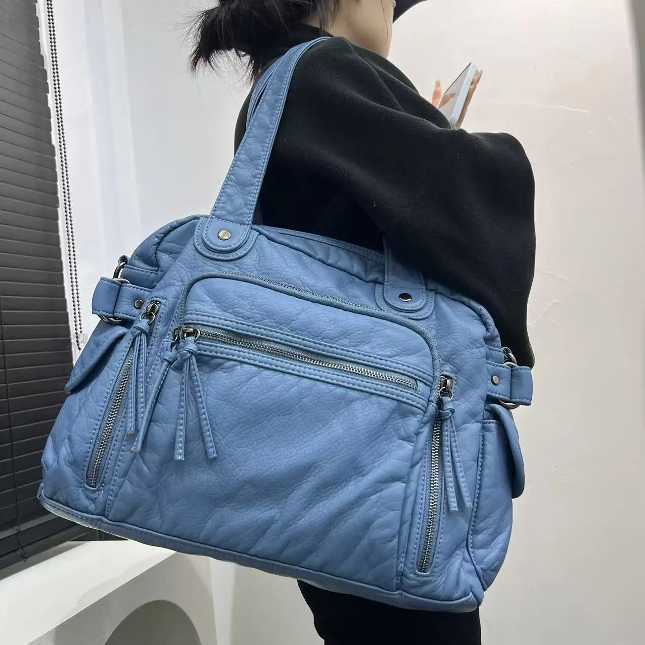 Damen Y2K Vintage Tote Bag Mit Großer Kapazität Und Vielseitigen Taschen, Retro Schultertasche