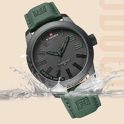 NAVIFORCE Herren Armbanduhr Militär Sportlich Stoßfest Wasserdicht Leder Uhr Casual Fashion