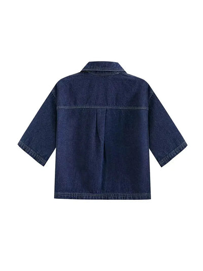 Damen-Denim-Set – Kurzarm-Jeansjacke & Asymmetrischer Minirock