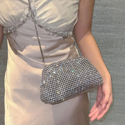 Fadenburg Luxus Glitter Cloud Bag Damen Handtasche mit Kristallen und Strass für Abendveranstaltungen