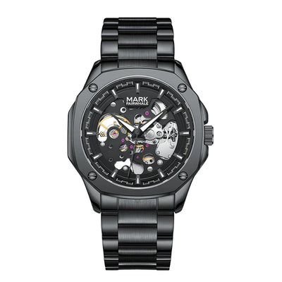 Mark Fairwhale Automatik Uhr für Herren, Edelstahl, Lumineszente Skeleton, Wasserdicht, Businessstyle