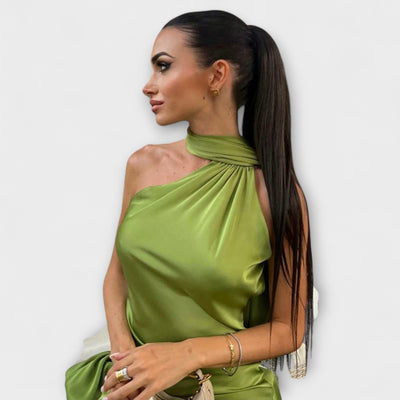 Schickes Off-Shoulder Halter Maxikleid