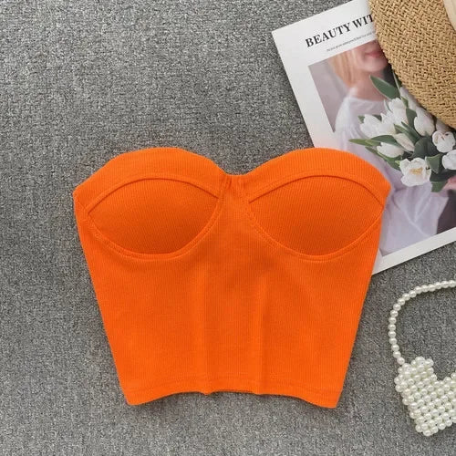 Bustier-Top mit Rippstruktur und geformten Cups für Damen