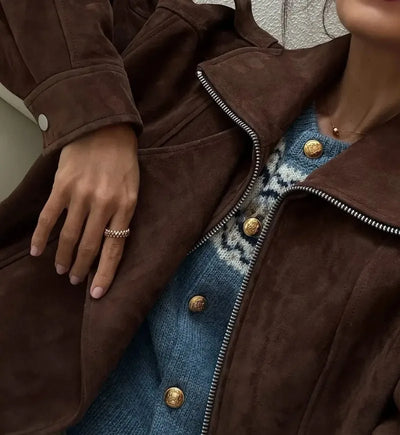 Carla | Braune Oversize-Jacke aus Wildleder für Damen