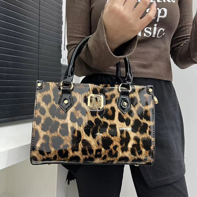 Damen Leopard Print Tragetasche Mit Großem Fassungsvermögen – Modische Schultertasche