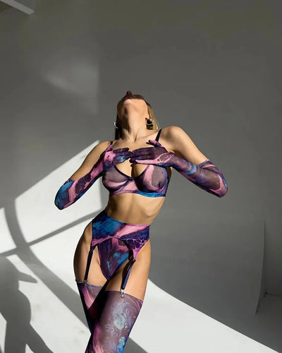 Serena™ | 5-teiliges Tie Dye Dessous Set – Sinnlichkeit in lebendigen Farben