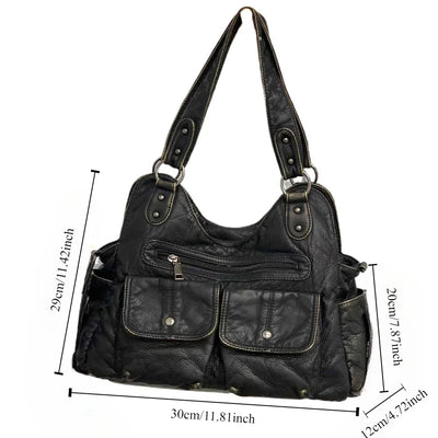 Damen Retro Mehrfach-Tote-Bag Y2K Punk Motorrad Handtasche Schulter- und Umhängetasche