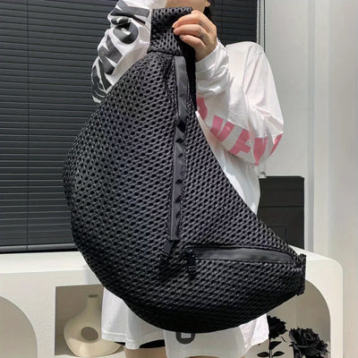 Damen Oversized Sport-Brusttasche Mesh, Große Kapazität Umhängetasche für Aktive