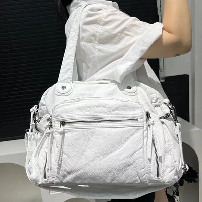 Damen Y2K Motorrad Umhängetasche Mit Großer Kapazität Und Mehrfach-Reißverschlüssen