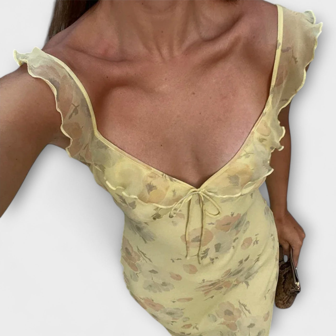 Kryptografisches Floralprint Plunge Maxi Kleid