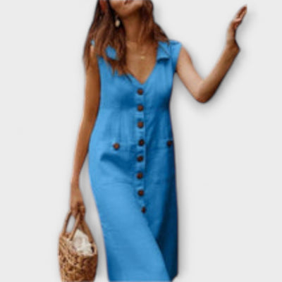 Noellea – A-Linien-Kleid mit Umlegekragen aus Leinenmix