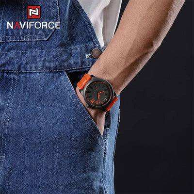 NAVIFORCE NF9202T Luxus Herren Quarz Uhr mit Silikonarmband, 30m Wasserfest, Militärstil, 2022