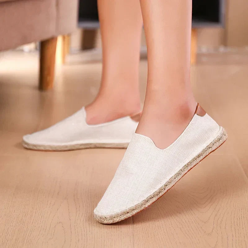 Arden™ Unisex Espadrille Beige – Bequeme Leinenslipper mit Handgenähter Juteschnur