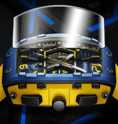 Herren Luxus Tonneau Uhr 2025 von Fairwhal - Gelbes Silikonarmband, Wasserfest, Quarz