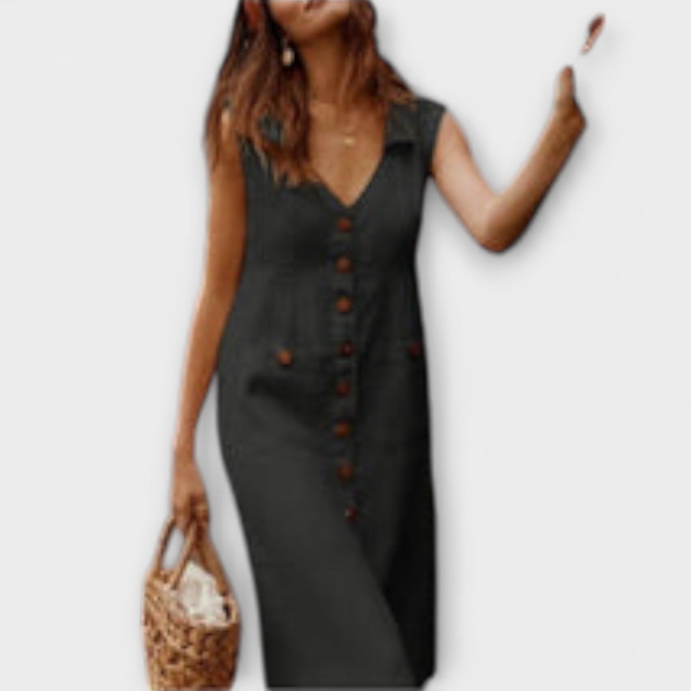 Noellea – A-Linien-Kleid mit Umlegekragen aus Leinenmix