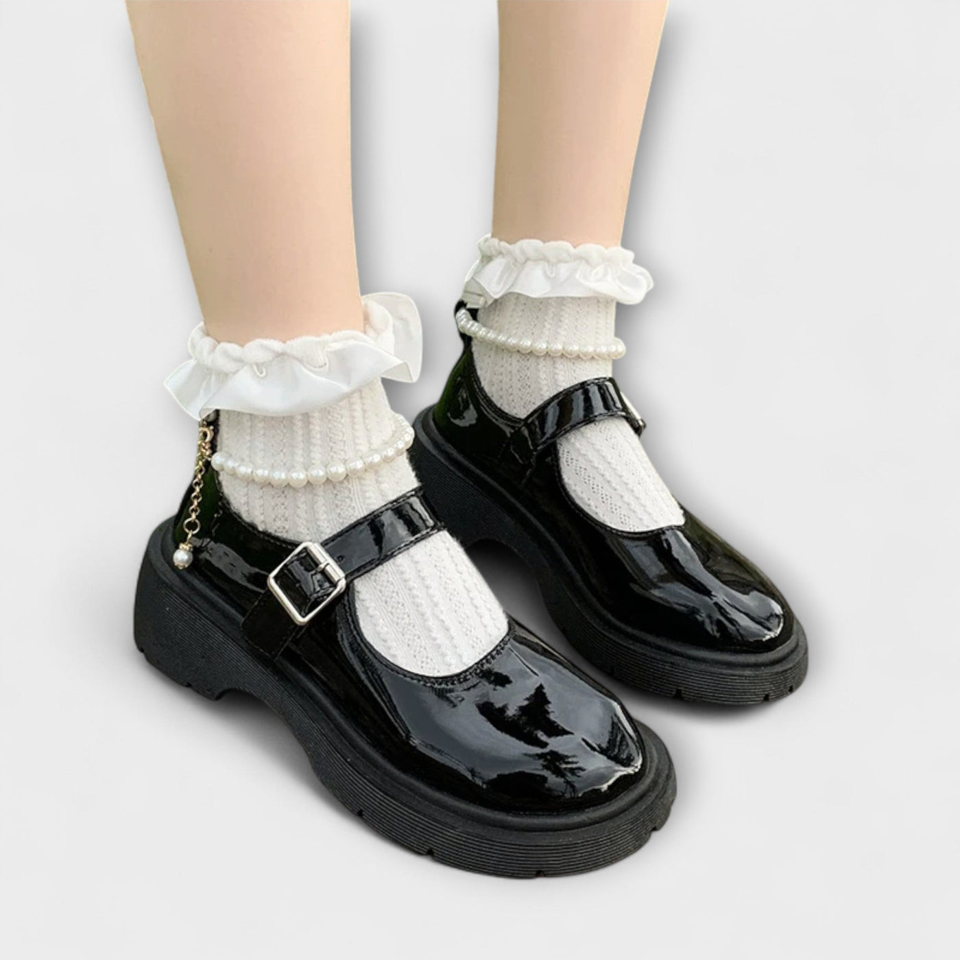 Pearl - Luxus Perlen Mary Jane Leder Schuhe