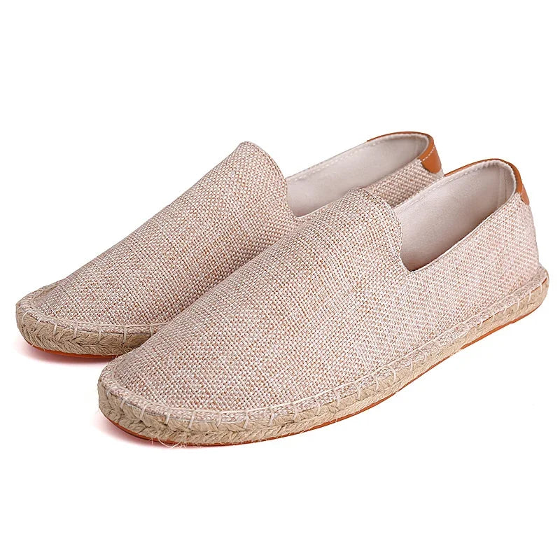 Arden™ Unisex Espadrille Beige – Bequeme Leinenslipper mit Handgenähter Juteschnur