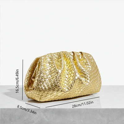 Damen Hochwertige Geprägte Woven Handtasche Mit Leichtem Clip Für Partys, Hochzeiten Und Veranstaltungen