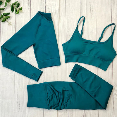 Yoga Set Langarmoberteil Fitnesshose 2-teilig - Atmungsaktiv & Bequem für Frauen