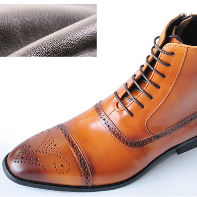 Kingsford Herren Cap-Toe Dress Boot aus Vegan Leder in Kastanienbraun - Stilvoller Knöchelstiefel