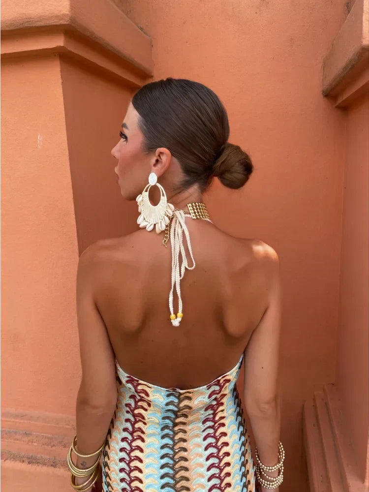 Dilara Backless Maxi Dress V-Ausschnitt | Luxuriöse Stoffe, Figurbetont, Vielseitig, 4 Farben