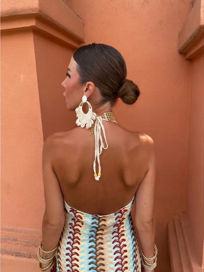 Dilara Backless Maxi Dress V-Ausschnitt | Luxuriöse Stoffe, Figurbetont, Vielseitig, 4 Farben